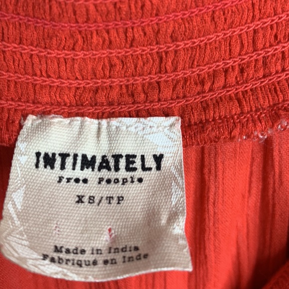 Intimately Free People Ironworks flounce orange boho smocked dress W-736 Sz XS - Picture 7 of 11
